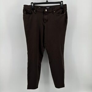 Nine West Gramercy Skinny Stretch Pants 10 Chocolate Brown Minimal Office Casual